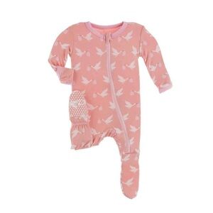 NWT Kickee Pants Footie - Blush Stork 3-6 Month